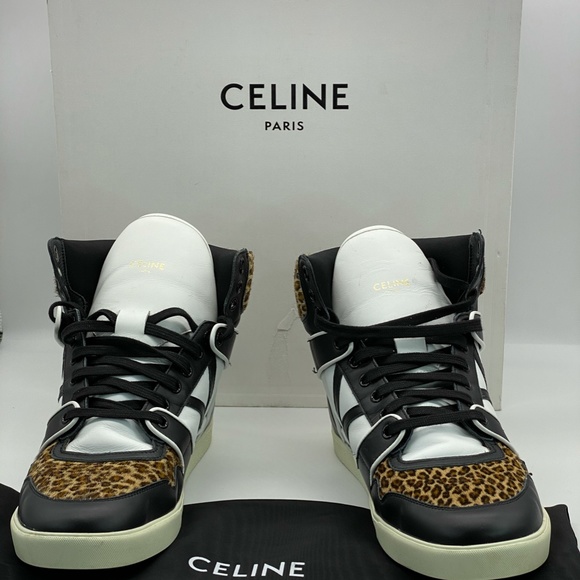 Celine Break' Mid High Lace Up Leopard Sneaker In - Picture 1 of 8